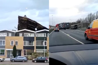De grote storm Eunice maakt Nederland kapot compilatie
