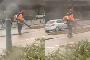 Lekker bladblazen tijdens storm Eunice