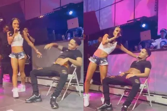 Zangeres Coi Leray schopt fan van podium, omdat hij tijdens lapdance aan haar billen zat