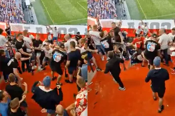 Ook op de tribune werd er gestreden tijdens wedstrijd Nederland - Polen