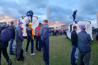 Ondertussen op Silverstone: Gast maakt achterwaartse salto van ijscowagen