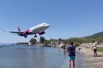 Airbus A321 had niet heel veel extra hoogte over tijdens landing op Skiathos