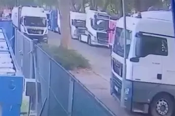 Beelden gaan rond van ontploffing truckcabine in Geleen