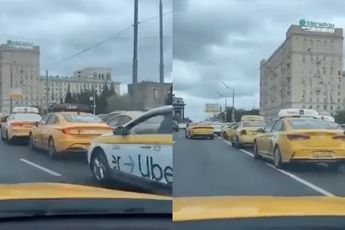 Hack leidt tot verkeersopstopping van taxi's in Moskou