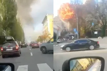 Moment dat er nog een raket inslaat in Kiev