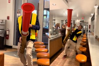 Traffic Cone Sax Man slaat genadeloos toe in vereniging van Chipotle