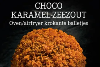 Chocola karamel-zeezout en witte chocola aardbeiensmaak bitterballen bij Lidl