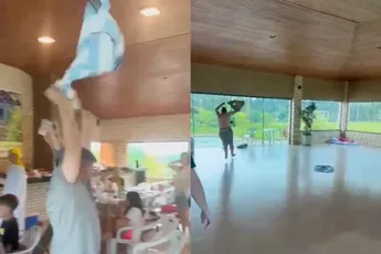 Veel te blije Argentinië aanhanger wilde zwembad in springen na winnen WK