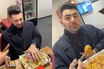 Floris heeft een verschrikkelijke honger en eet XXXXXL kapsalon van 2,5 kilo