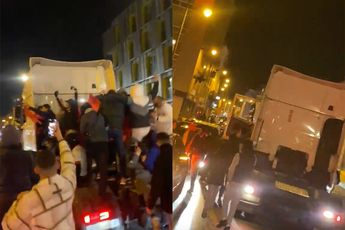 Ondertussen in Molenbeek: Niet slim om te feesten op rijdende vrachtwagen