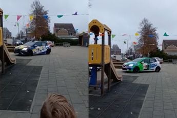 Sinterklaas kwam in Daarlerveen aan in een rallyauto