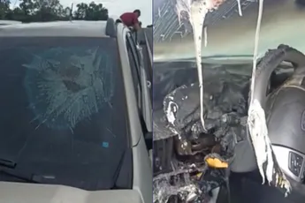 Blikseminslag heeft toch wel zijn sporen achtergelaten in auto