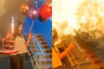 Verjaardagsfeestje begint al goed met een vuurbal