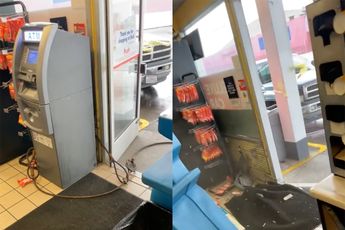 Dief probeert pinautomaat op klaarlichte dag te stelen bij benzinepomp