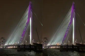 Racistische teksten op de Erasmusbrug geprojecteerd tijdens jaarwisseling
