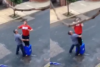 Hangen aan tak bleek toch niet zo'n goed idee