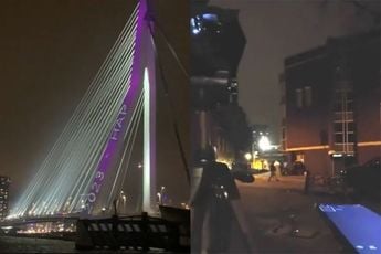 Twee mannen opgepakt voor projecteren racistische leuzen op Erasmusbrug