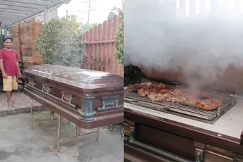 Vincent maakt van doodskist een awesome BBQ