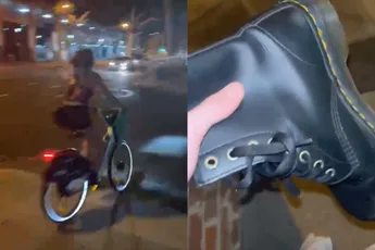 Blinde paniek bij dame die een Dr. Martens schoen mist