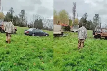 Mercedes net iets te krachtig tijdens sleepje