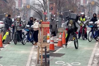Bezorger met haast wil te snel weer vertrekken na aanrijding tussen fietsen in New York