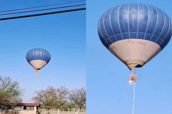 Luchtballon in de fik in Mexico, passagiers maken fatale sprong naar beneden