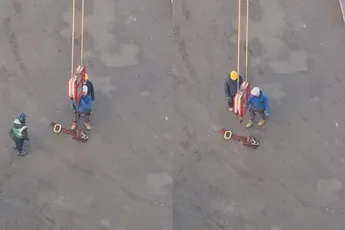 Nieuwe werknemer op de bouw krijgt 'bouwdoop' van kraanmachinist