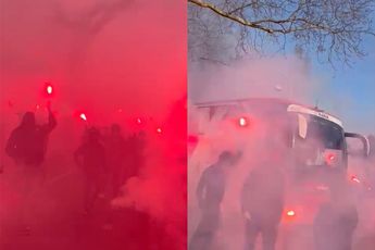 Vervroegde jaarwisseling in Amsterdam? Nope, fans van Ajax zwaaien de spelersbus uit!