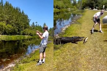 Tijdens het vissen verrast worden door een alligator