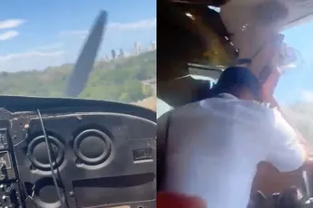 Beelden vanuit vliegtuigje wat noodlanding moest maken in Panama
