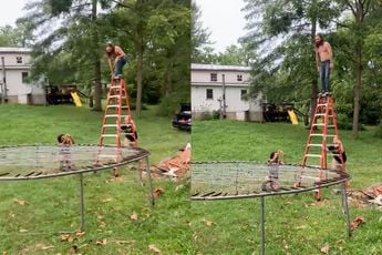 Jackass in de achtertuin: Springen op trampoline van prikkeldraad