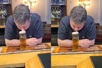 Man in Engeland valt boven zijn biertje in slaap