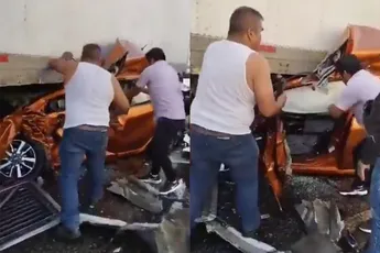 Mexicaanse man heeft miljoen engeltjes op zijn schouder en kruipt heelhuids uit wrak
