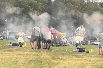 Gras tussen de tanden na mislukte stunt op TT-camping