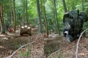 Knakker klapt om met zijn Polaris quad