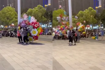 Dat is pech, alle ballonnen van ballonnenverkoper weg