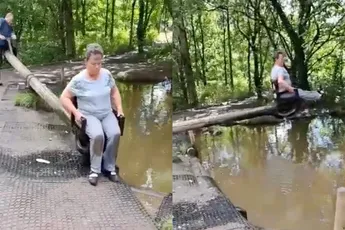 Vrouw wordt te grazen genomen en gaat naar huis met een nat pak