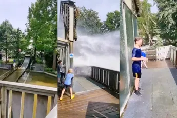 Ventje voor '50 euro' een nat pak laten halen bij de Splash in Duinrell