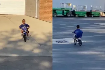 Trotse vader van waaghalsje legt stunt netjes vast