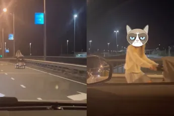 Griet op bakfiets pakt om twee uur 's nachts gewoon lekker de snelweg