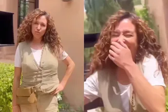 Katja Schuurman laat graag even zien dat ze uit haar broek is gescheurd