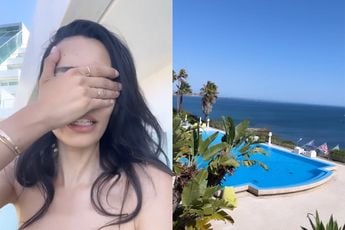 Oeps: Romy Monteiro is op vakantie en vergeet dat ze in vol ornaat in spiegelbeeld is te zien