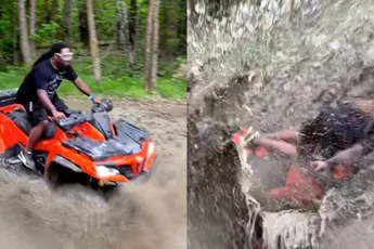 Gast maakt doodsmak met quad maar staat op en loopt door