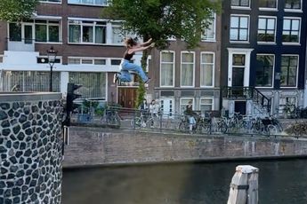 Parkouratleet Lola Roy deed een dappere poging tot wereldse sprong in Amsterdam