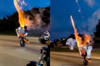 Ook tijdens het vuurwerk afsteken en wheelie maken is een helm wel raadzaam