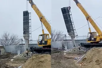 Oeps, onguur ongeluk: Kraan kiepert om tijdens klus