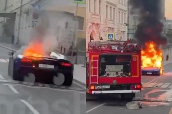 Lamborghini vliegt spontaan in de fik tijdens ritje door straten van Moskou