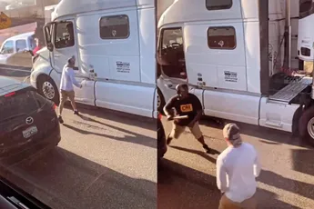 Vrachtwagenchauffeur maakt korte metten met agressieve collega