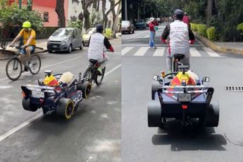 Mexicaanse knutselaar maakt de blits met Red Bull Racing hondenkarretje