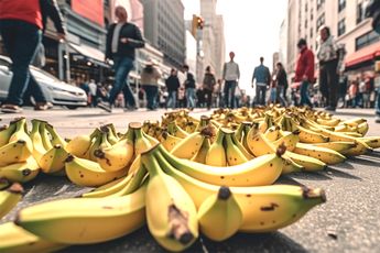 Bananen steken de weg over in Costa Rica